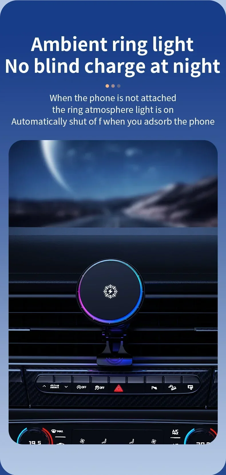 Ice Cooling Magnetic Wireless Car Charger Fast Charging Station for iPhone 16 15 14 13 12 Pro Max MacSafe Car Phone Holder Stand