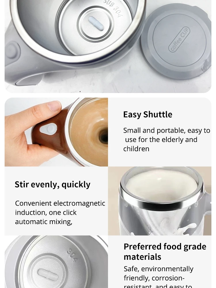Automatic Stirring Cup Mug Rechargeable Portable Coffee Electric Stirring Stainless Steel Rotating Magnetic Home Drinking Tools Automatic Stirring Cup Mug Rechargeable Portable Coffee Electric Stirring Stainless Steel Rotating Magnetic Home Drinking Tools