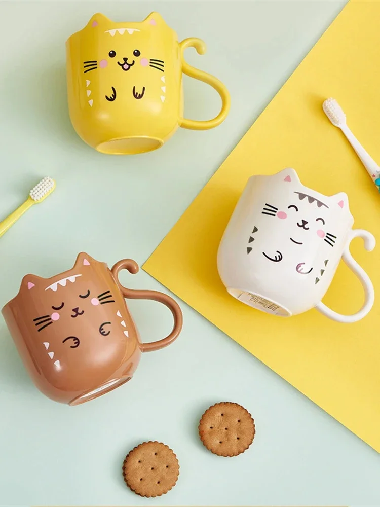 300-400ML Children Milk Coffee Cup With Handle Mug Plastic Water Cup Heat Resistant Cartoon Mouthwash Toothbrush Cup