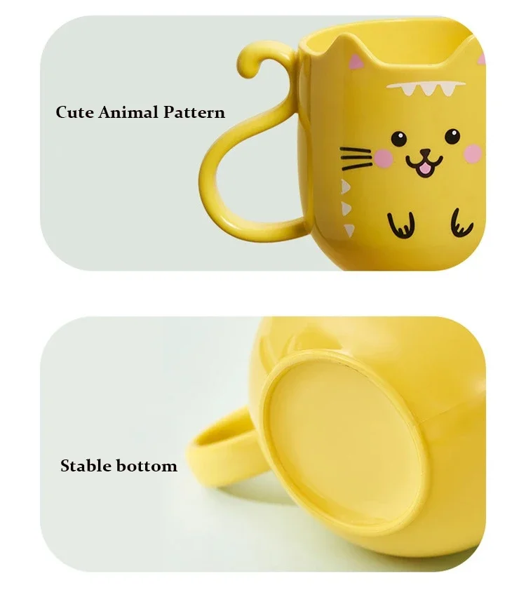 300-400ML Children Milk Coffee Cup With Handle Mug Plastic Water Cup Heat Resistant Cartoon Mouthwash Toothbrush Cup