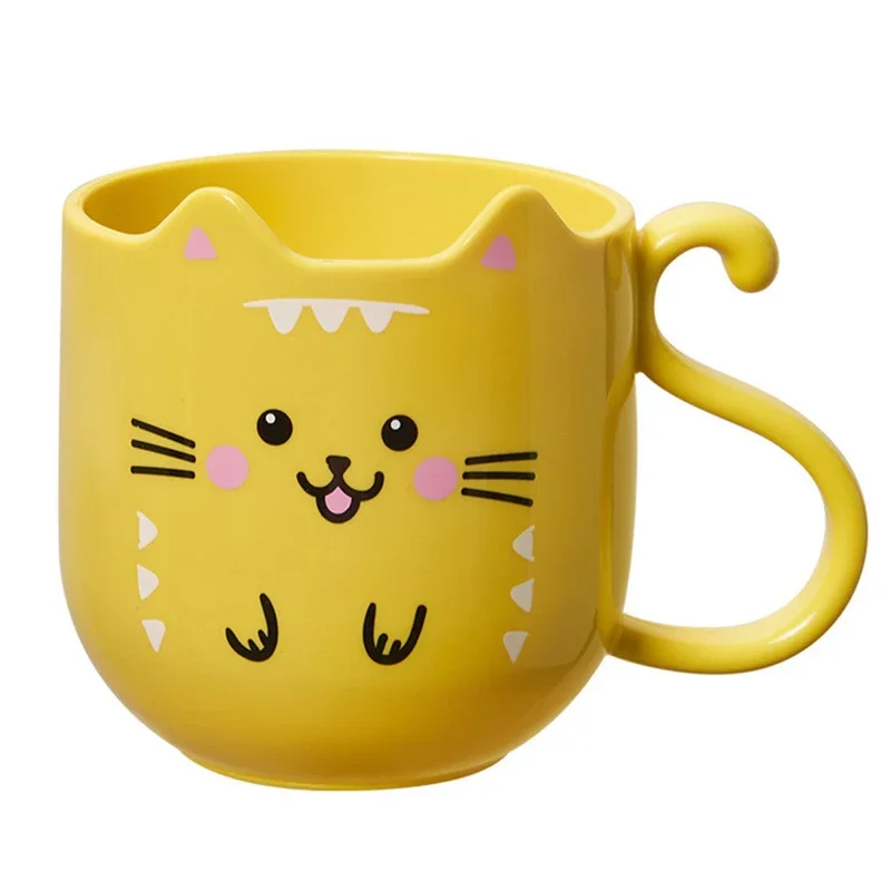 300-400ML Children Milk Coffee Cup With Handle Mug Plastic Water Cup Heat Resistant Cartoon Mouthwash Toothbrush Cup