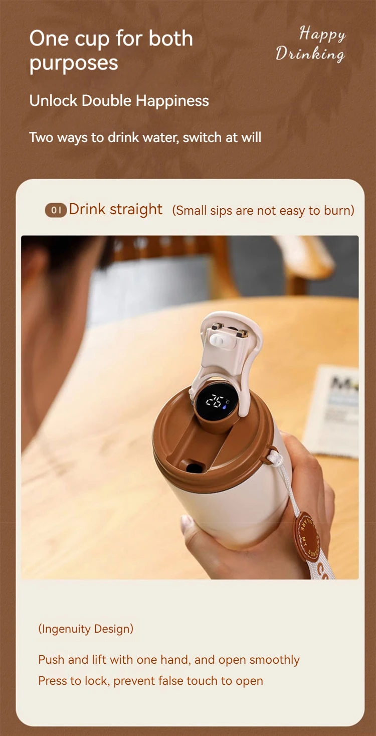 450ML Stainless Steel Thermo Water Bottle LED Temperature Display Coffee Cup Keep Cold and Heat Thermal Mug Travel Vacuum Flask