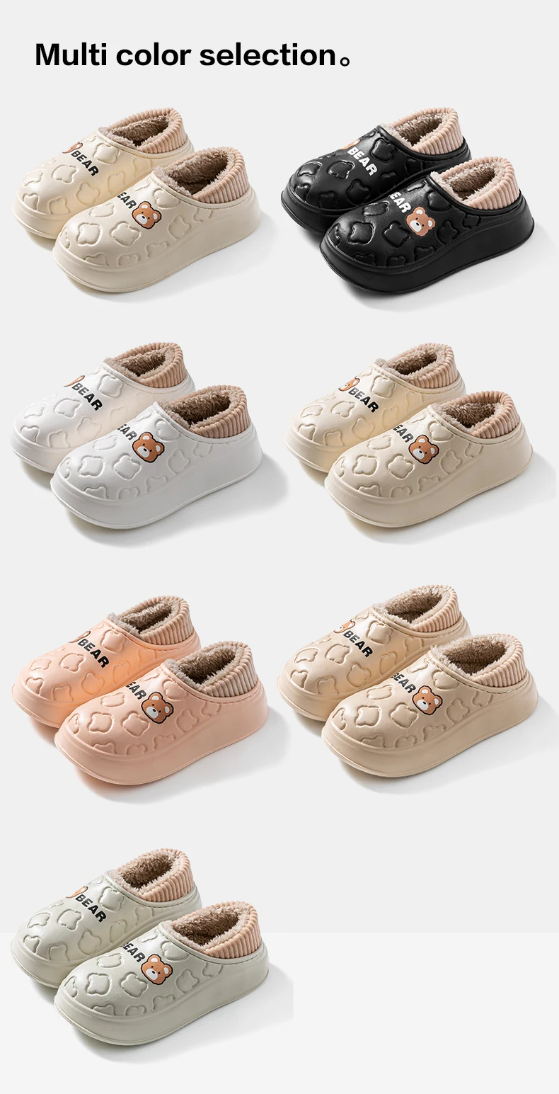 Waterproof cotton slippers for women in winter, new style for outdoor wear, non slip home insulation bag, and couple cotton shoe