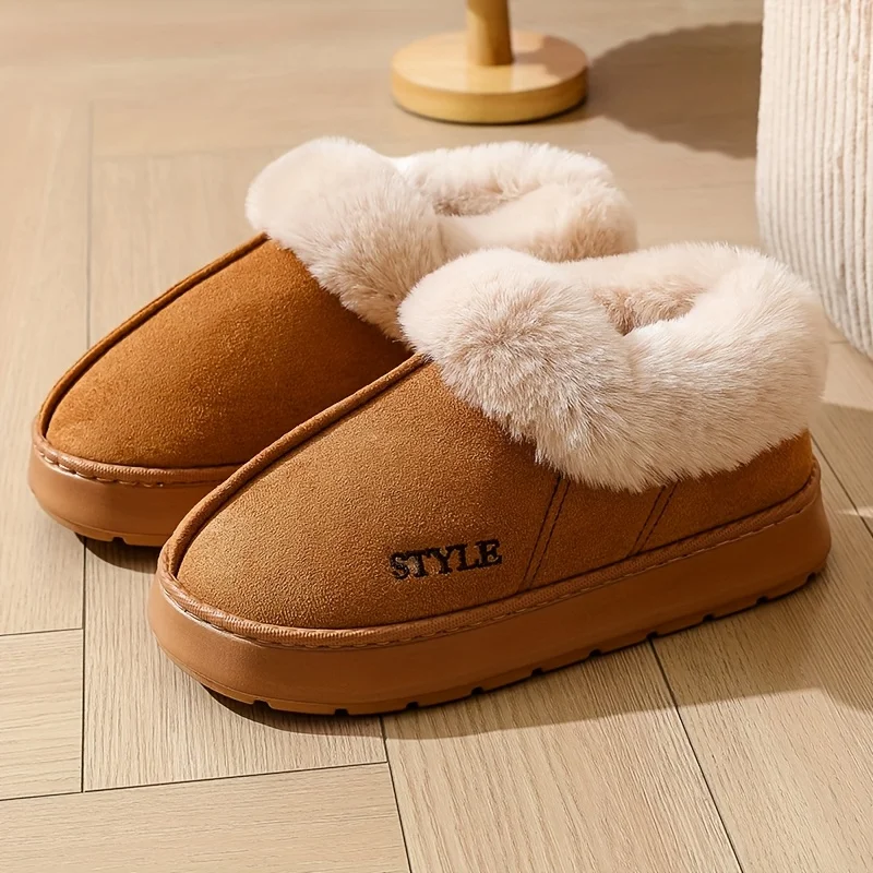 Couple's Luxury Comfortable Warm Fleece Lined Winter Slippers - Elegant, Warm, and Comfortable Thick Sole Indoor