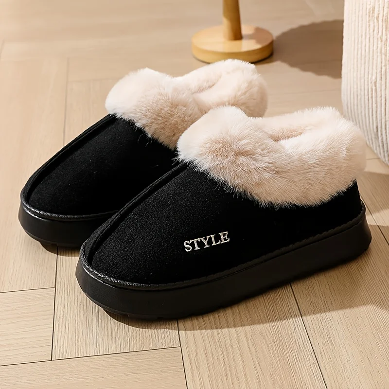 Couple's Luxury Comfortable Warm Fleece Lined Winter Slippers - Elegant, Warm, and Comfortable Thick Sole Indoor