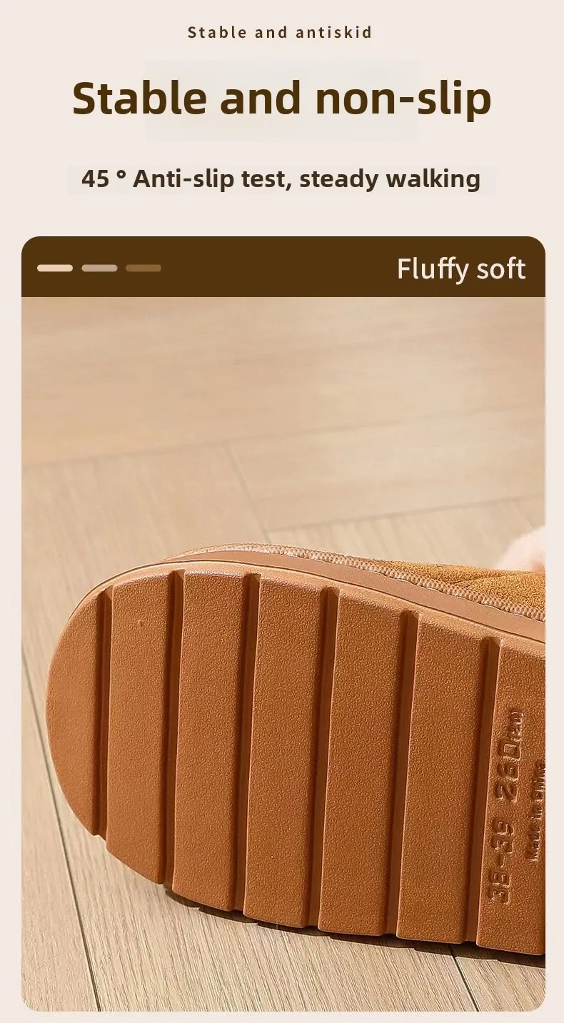 Couple's Luxury Comfortable Warm Fleece Lined Winter Slippers - Elegant, Warm, and Comfortable Thick Sole Indoor