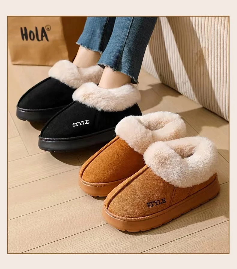 Couple's Luxury Comfortable Warm Fleece Lined Winter Slippers - Elegant, Warm, and Comfortable Thick Sole Indoor