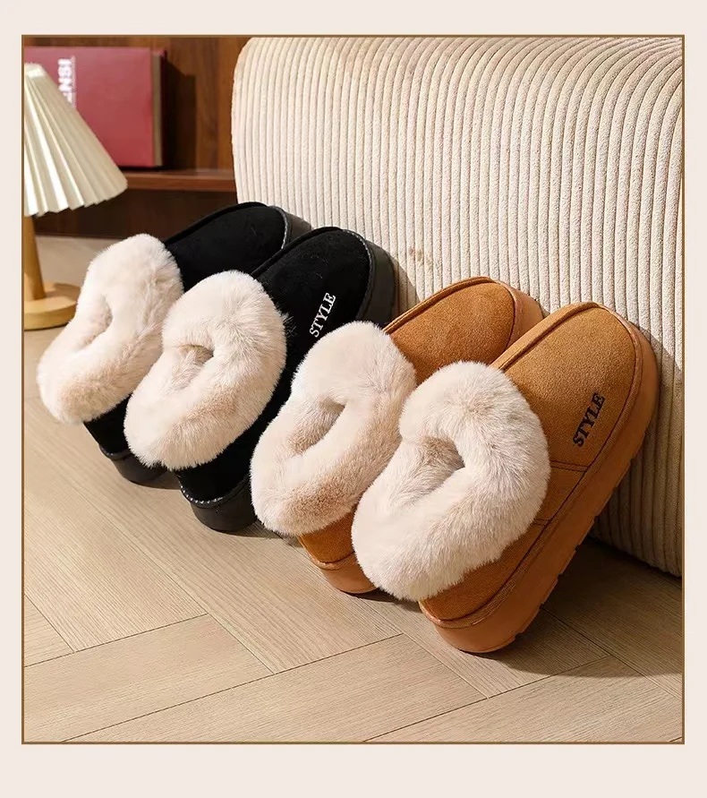 Couple's Luxury Comfortable Warm Fleece Lined Winter Slippers - Elegant, Warm, and Comfortable Thick Sole Indoor