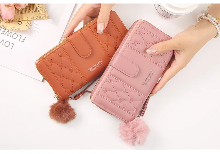 Women Long Wallet Pu Leather Card Holder Large Capacity Hasp Zipper Coin Purse Multi Card Organizer Cell Phone Wristlet Handbag