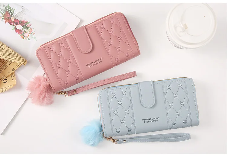 Women Long Wallet Pu Leather Card Holder Large Capacity Hasp Zipper Coin Purse Multi Card Organizer Cell Phone Wristlet Handbag