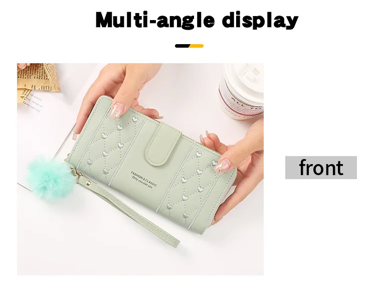 Women Long Wallet Pu Leather Card Holder Large Capacity Hasp Zipper Coin Purse Multi Card Organizer Cell Phone Wristlet Handbag