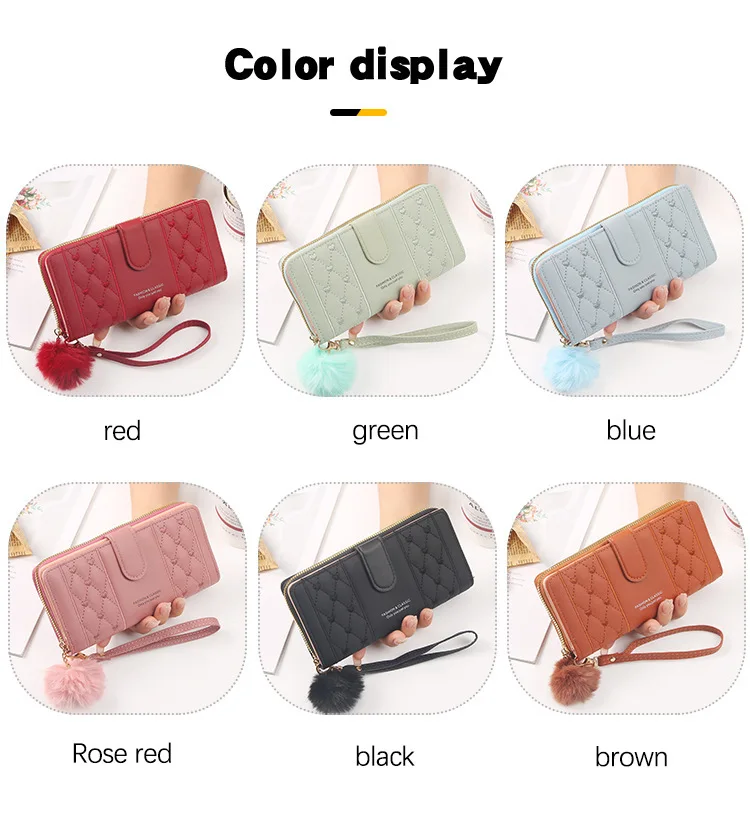Women Long Wallet Pu Leather Card Holder Large Capacity Hasp Zipper Coin Purse Multi Card Organizer Cell Phone Wristlet Handbag