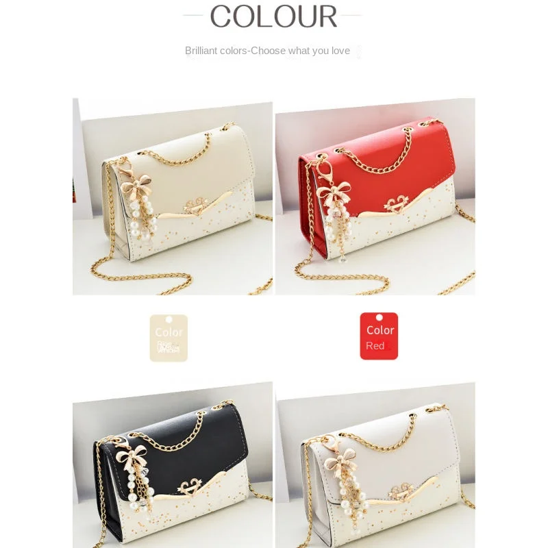 Crossbody women's bag with pendant chain Korean version ins fashion and versatile premium shoulder bag