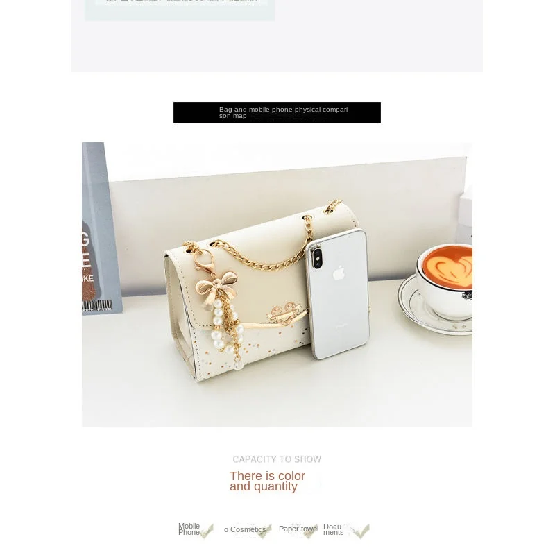 Crossbody women's bag with pendant chain Korean version ins fashion and versatile premium shoulder bag