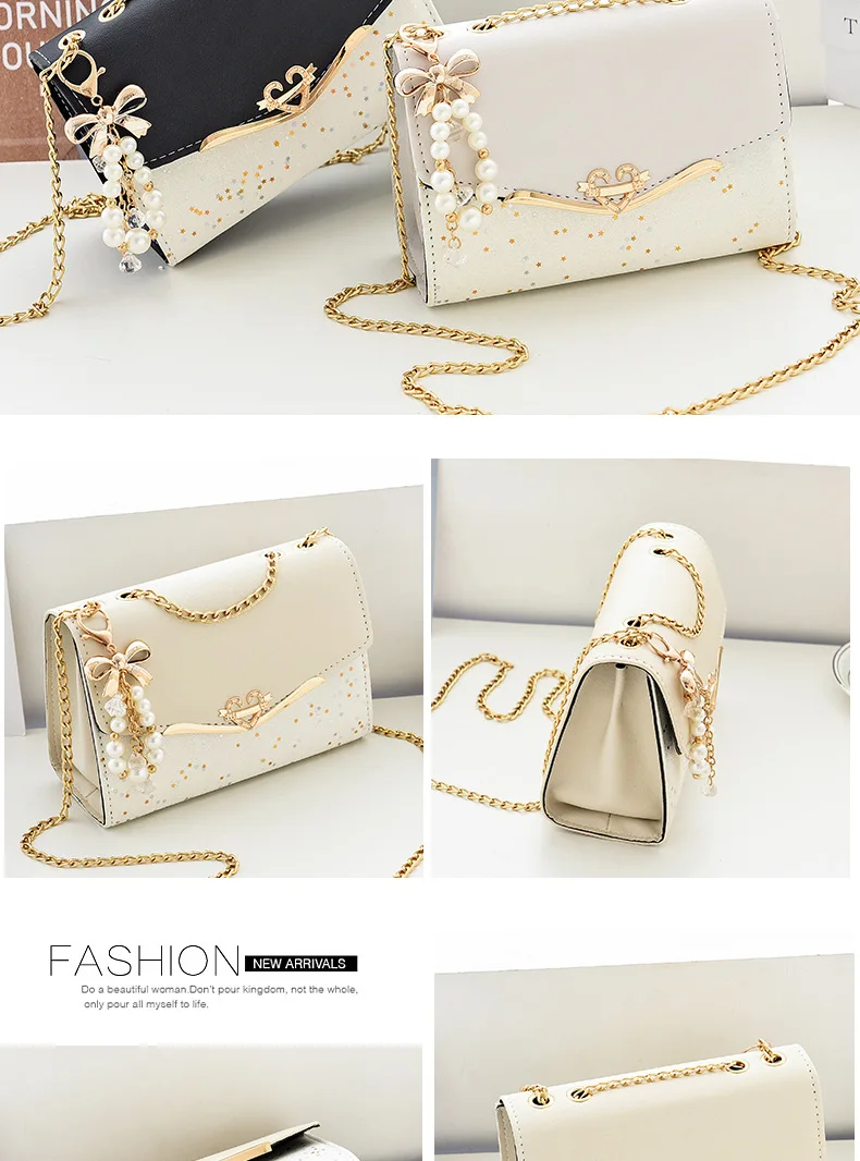 Crossbody women's bag with pendant chain Korean version ins fashion and versatile premium shoulder bag