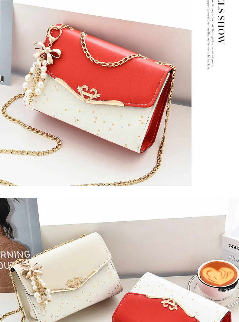 Crossbody women's bag with pendant chain Korean version ins fashion and versatile premium shoulder bag
