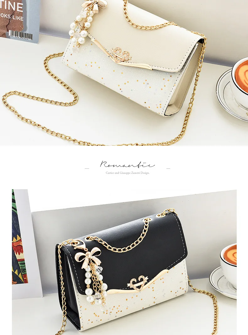 Crossbody women's bag with pendant chain Korean version ins fashion and versatile premium shoulder bag