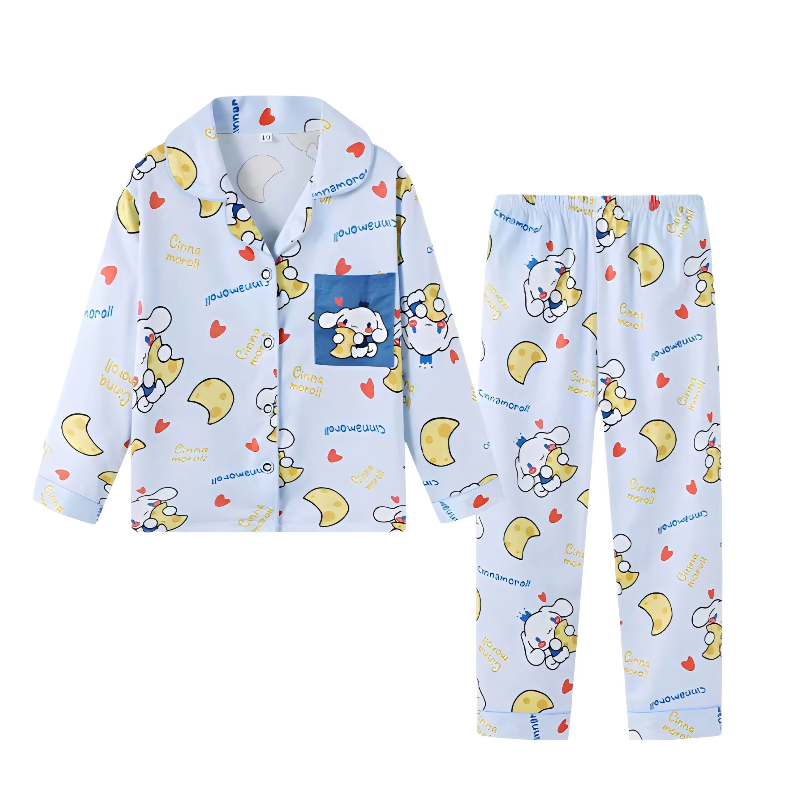 2pcs Kid's Cinnamoroll Pajamas, Long Sleeve Top & Pants Set, Kuromi Sanrio Print Loungewear, Comfy Casual Set, Girl's Clothes
