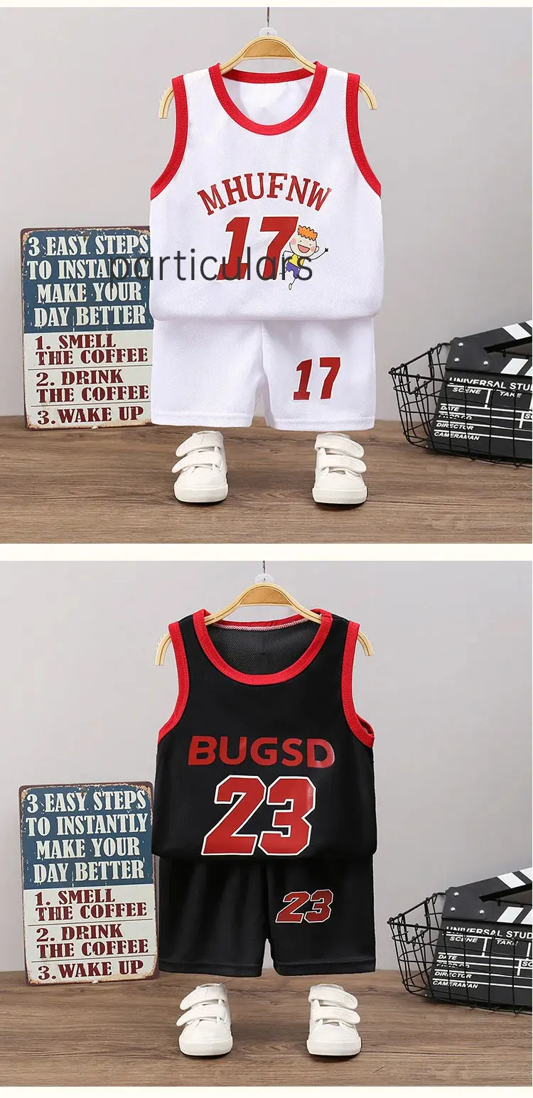 Children's Sets Summer Children Sleeveless T-shirt Shorts Set Quick-drying Outdoor Tank Top Shorts Sets Boys Sport Basketball Tr Children's Sets Summer Children Sleeveless T-shirt Shorts Set Quick-drying Outdoor Tank Top Shorts Sets Boys Sport Basketball Tr