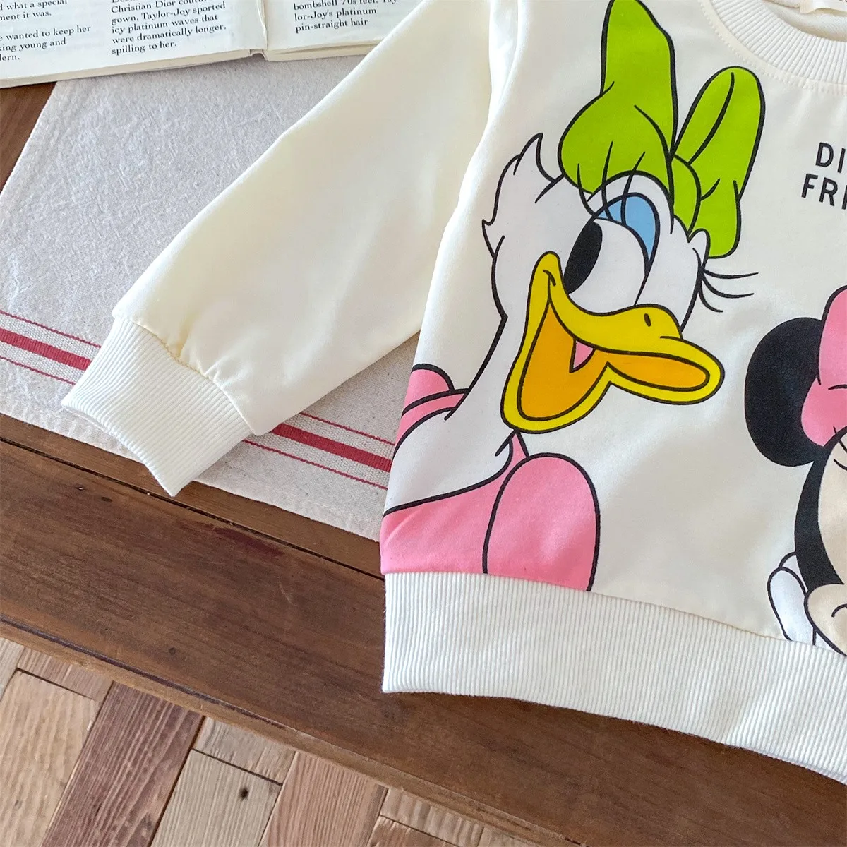 Fashion Cartoon Printed Children Hoodies Crewneck Baby Boys Girls Long Sleeve Tops Loose Disney Kids Clothing Autumn Sweatshirts