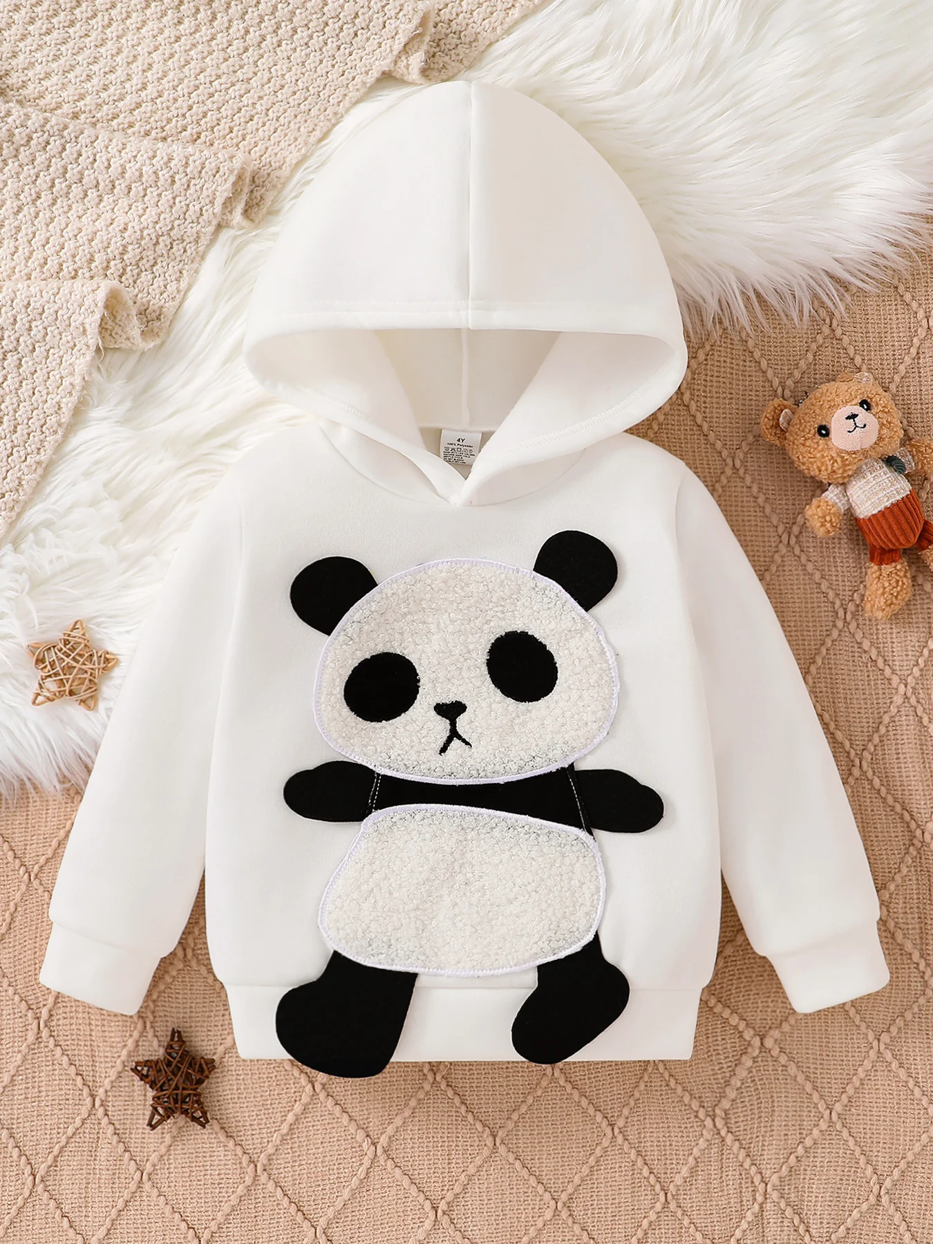 Spring and Autumn girls fashion sports casual children's hoodie White giant panda embroidered hoodie Versatile trend