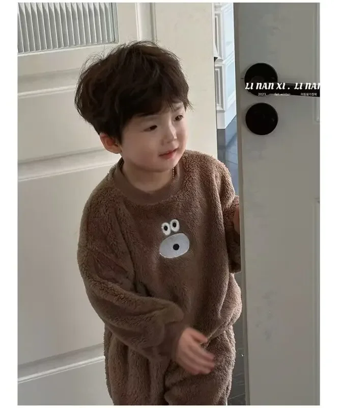 Korea Toddler Girls  Cute Sweatshirt Suits Warm Hoodies+Pants 2pcs Sets Children Boys Outfits Winter