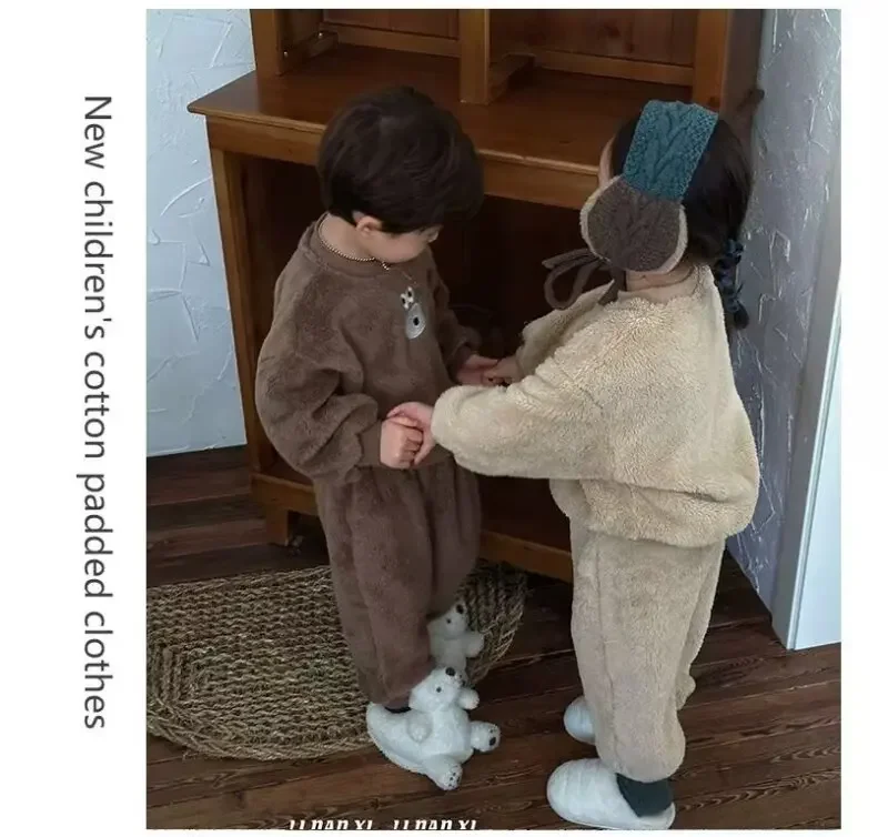 Korea Toddler Girls  Cute Sweatshirt Suits Warm Hoodies+Pants 2pcs Sets Children Boys Outfits Winter
