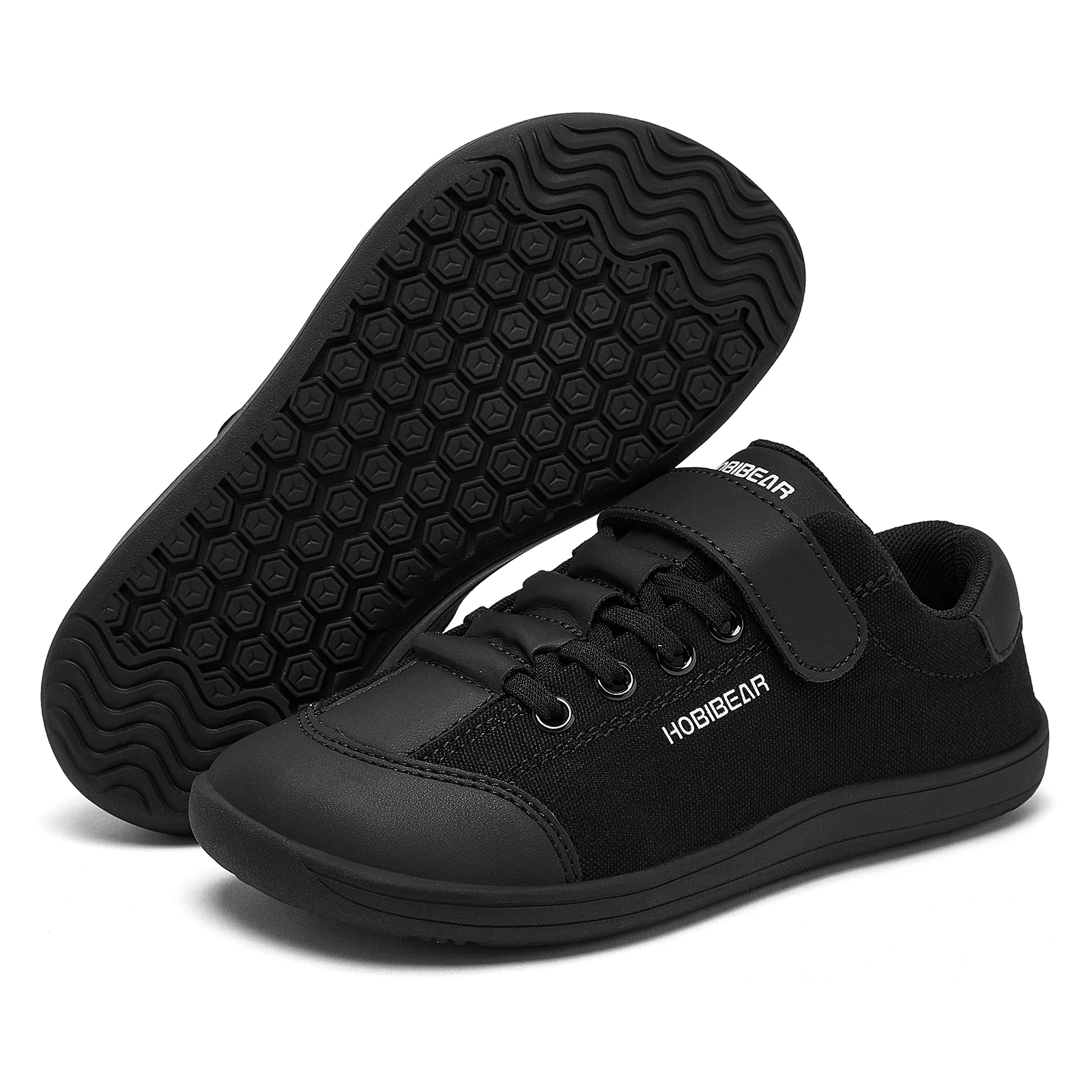 HOBIBEAR Boys Girls Barefoot Shoes Kids Wide Toe Minimalist Sneakers Lightweight Hook Loop Artificial Leather Fabric Shoes HOBIBEAR Boys Girls Barefoot Shoes Kids Wide Toe Minimalist Sneakers Lightweight Hook Loop Artificial Leather Fabric Shoes