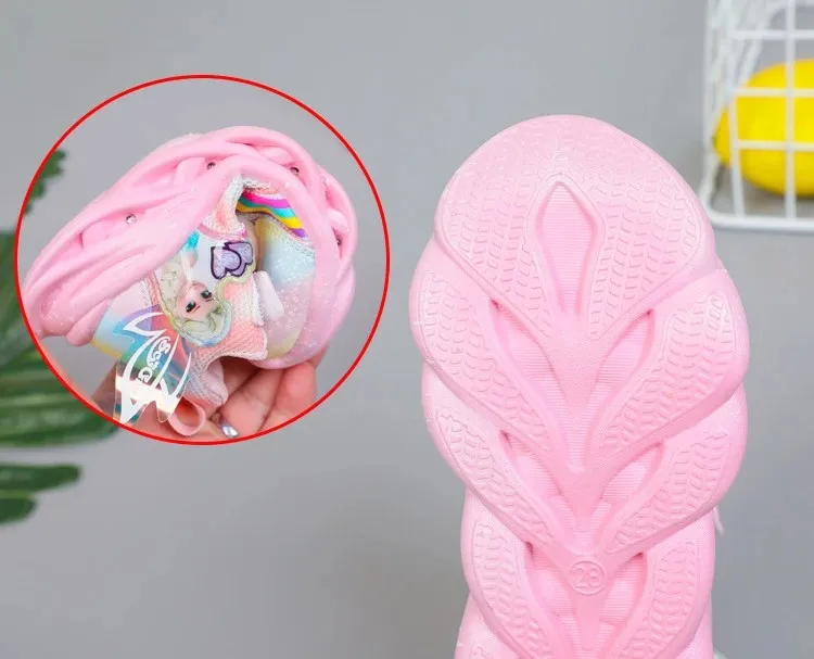 Disney Girls' Casual Shoes Led Lights Mesh Breathable Children's Sports  Princess Elsa Pink Purple Shoes Sneakers Size 22-35