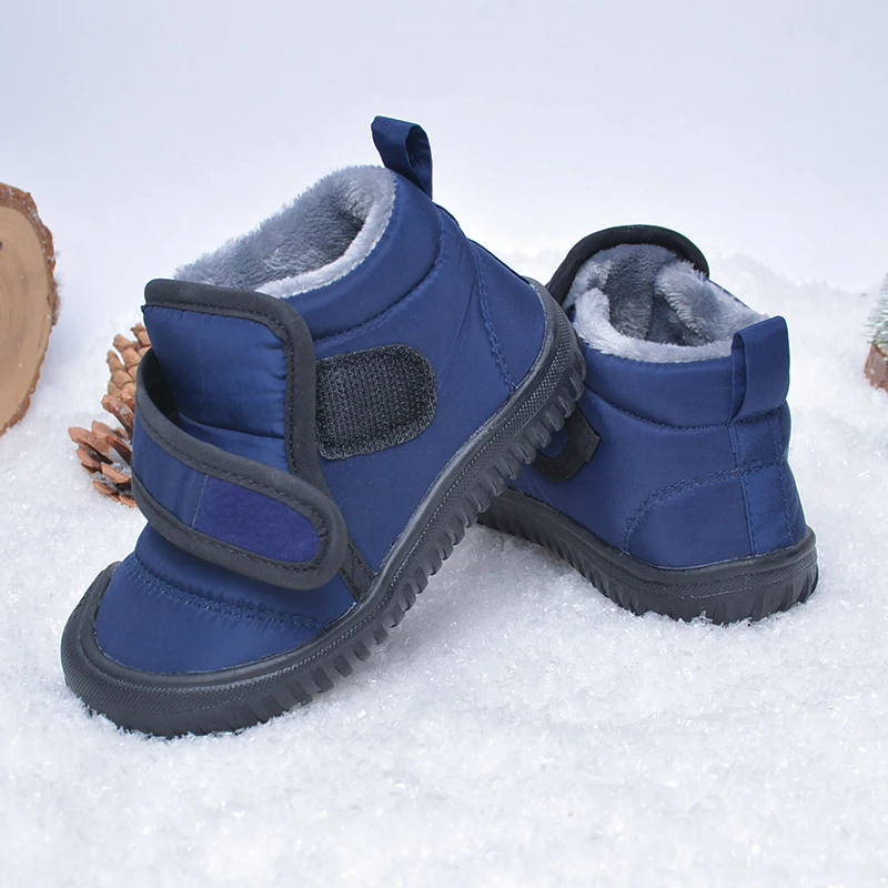 High Quality Durable Kids Outdoor Anti-slip Waterproof Soft  Plush Winter Snow Short Boots E8218
