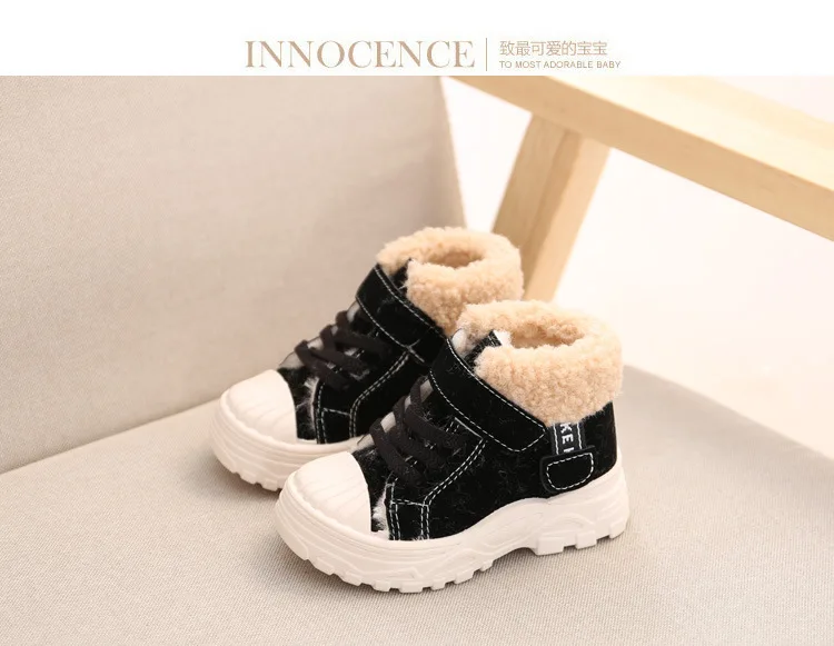 2021 Children Warm Boots Winter New Boys Plus Thicken Velvet Cotton Shoes Girls Waterproof Short Boots Baby Cotton Boots