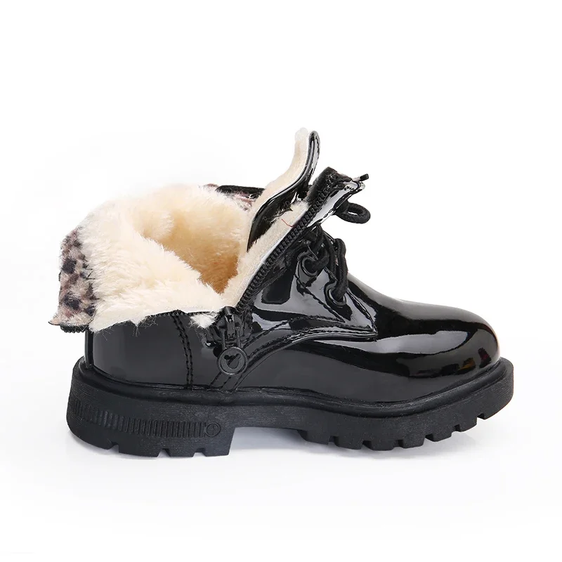 New Children Shoes Boots for Children Size 21-37 Boots for Girl PU Leather Waterproof Winter Kids Snow Shoes Girls Boots
