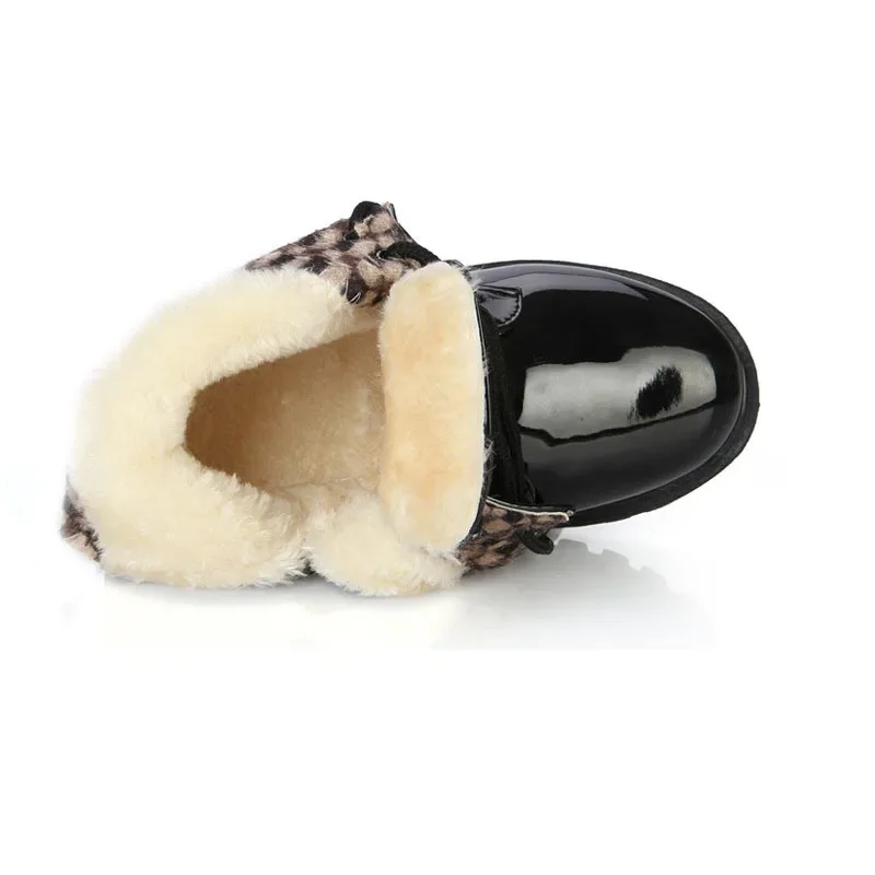 New Children Shoes Boots for Children Size 21-37 Boots for Girl PU Leather Waterproof Winter Kids Snow Shoes Girls Boots