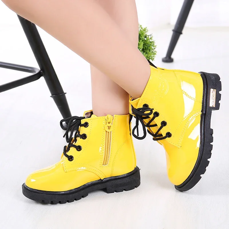 New Children Shoes Boots for Children Size 21-37 Boots for Girl PU Leather Waterproof Winter Kids Snow Shoes Girls Boots