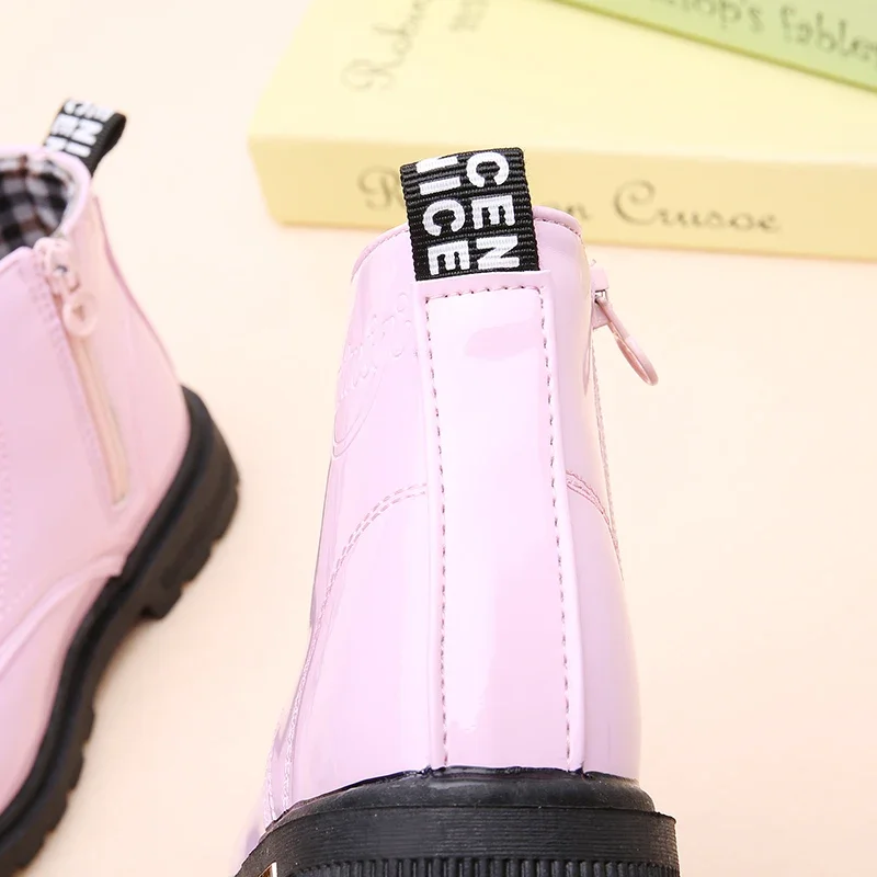 New Children Shoes Boots for Children Size 21-37 Boots for Girl PU Leather Waterproof Winter Kids Snow Shoes Girls Boots