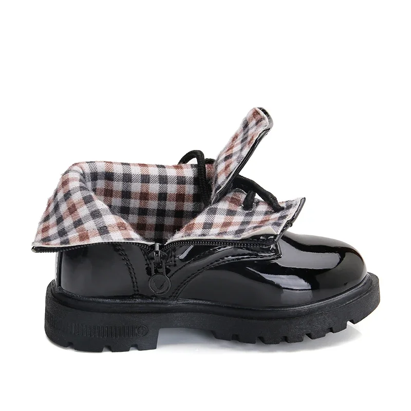 New Children Shoes Boots for Children Size 21-37 Boots for Girl PU Leather Waterproof Winter Kids Snow Shoes Girls Boots