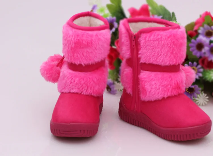 New Girls Snow Boots Winter Comfortable Thick Warm Kids Boots Lobbing Ball Thick Children Autumn Cute Boys Boots Princess Shoes