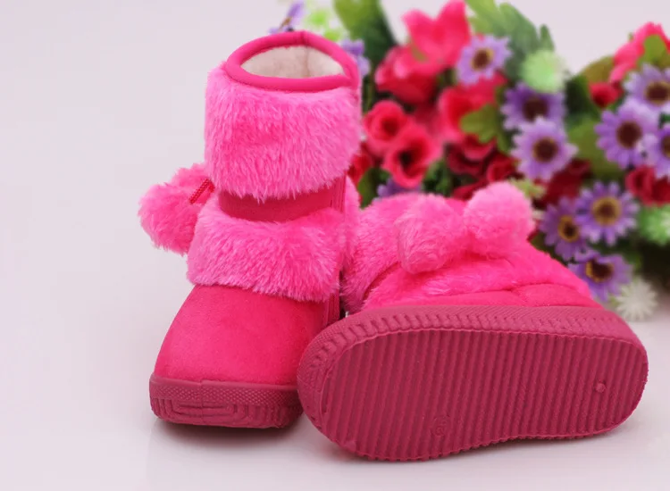 New Girls Snow Boots Winter Comfortable Thick Warm Kids Boots Lobbing Ball Thick Children Autumn Cute Boys Boots Princess Shoes