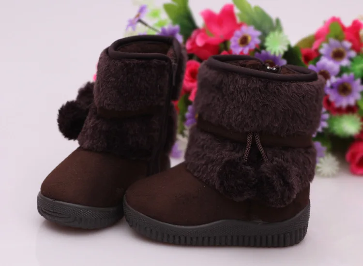 New Girls Snow Boots Winter Comfortable Thick Warm Kids Boots Lobbing Ball Thick Children Autumn Cute Boys Boots Princess Shoes