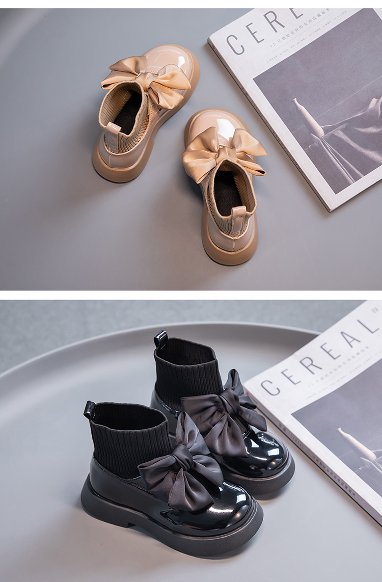 Girls Black Non-slip Kids Fashion Bow Elegant 2022 Glossy UK Uniform Child School Shoes Simple Casual 2022 Sock Boots Breathable Girls Black Non-slip Kids Fashion Bow Elegant 2022 Glossy UK Uniform Child School Shoes Simple Casual 2022 Sock Boots Breathable