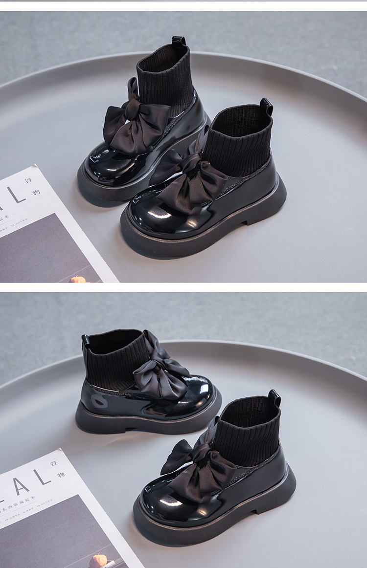 Girls Black Non-slip Kids Fashion Bow Elegant 2022 Glossy UK Uniform Child School Shoes Simple Casual 2022 Sock Boots Breathable Girls Black Non-slip Kids Fashion Bow Elegant 2022 Glossy UK Uniform Child School Shoes Simple Casual 2022 Sock Boots Breathable