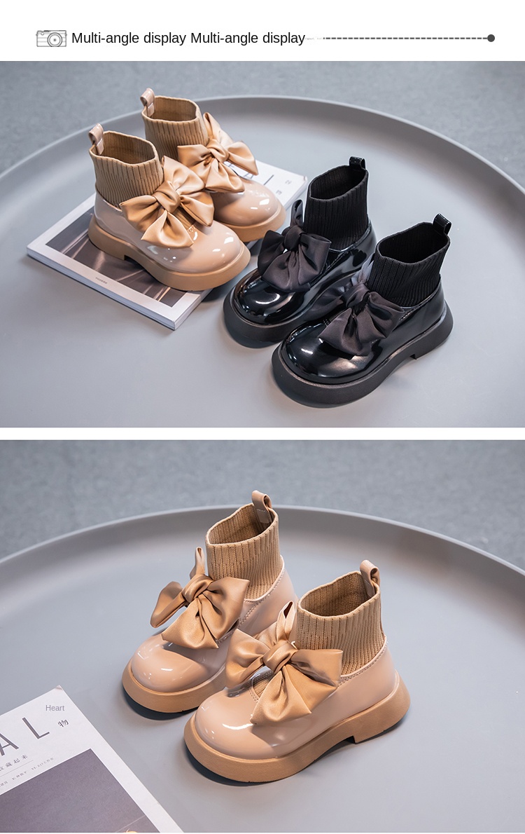 Girls Black Non-slip Kids Fashion Bow Elegant 2022 Glossy UK Uniform Child School Shoes Simple Casual 2022 Sock Boots Breathable Girls Black Non-slip Kids Fashion Bow Elegant 2022 Glossy UK Uniform Child School Shoes Simple Casual 2022 Sock Boots Breathable