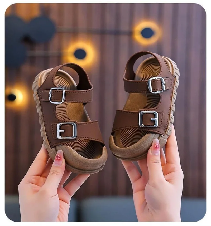 2025 Summer New Children Sandals Fashion College Style Boys Girls Soft Bottom Sandals Simple Solid Color Kids Anti Kick Sandals 2025 Summer New Children Sandals Fashion College Style Boys Girls Soft Bottom Sandals Simple Solid Color Kids Anti Kick Sandals