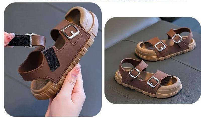2025 Summer New Children Sandals Fashion College Style Boys Girls Soft Bottom Sandals Simple Solid Color Kids Anti Kick Sandals 2025 Summer New Children Sandals Fashion College Style Boys Girls Soft Bottom Sandals Simple Solid Color Kids Anti Kick Sandals