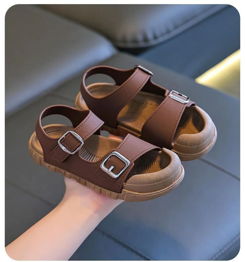 2025 Summer New Children Sandals Fashion College Style Boys Girls Soft Bottom Sandals Simple Solid Color Kids Anti Kick Sandals 2025 Summer New Children Sandals Fashion College Style Boys Girls Soft Bottom Sandals Simple Solid Color Kids Anti Kick Sandals