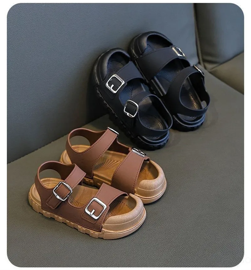 2025 Summer New Children Sandals Fashion College Style Boys Girls Soft Bottom Sandals Simple Solid Color Kids Anti Kick Sandals 2025 Summer New Children Sandals Fashion College Style Boys Girls Soft Bottom Sandals Simple Solid Color Kids Anti Kick Sandals