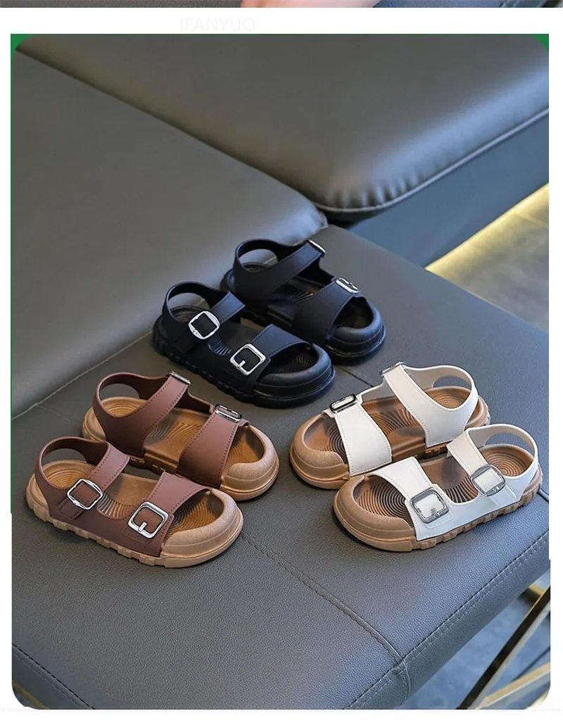 2025 Summer New Children Sandals Fashion College Style Boys Girls Soft Bottom Sandals Simple Solid Color Kids Anti Kick Sandals 2025 Summer New Children Sandals Fashion College Style Boys Girls Soft Bottom Sandals Simple Solid Color Kids Anti Kick Sandals