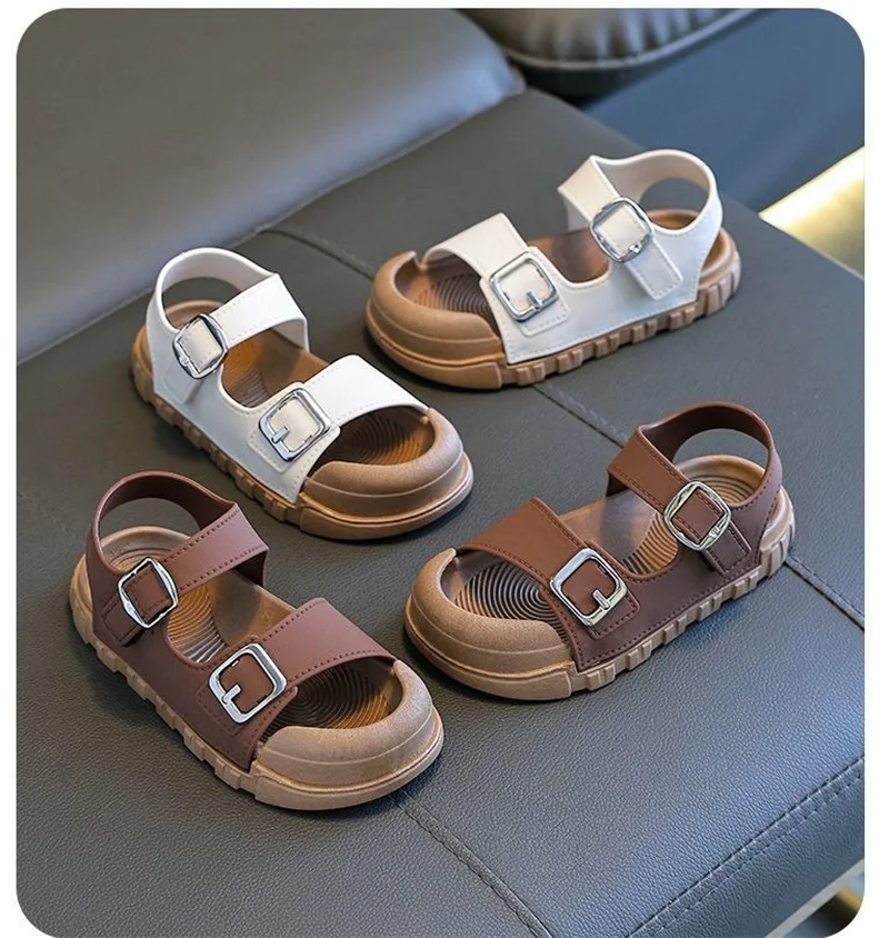 2025 Summer New Children Sandals Fashion College Style Boys Girls Soft Bottom Sandals Simple Solid Color Kids Anti Kick Sandals 2025 Summer New Children Sandals Fashion College Style Boys Girls Soft Bottom Sandals Simple Solid Color Kids Anti Kick Sandals