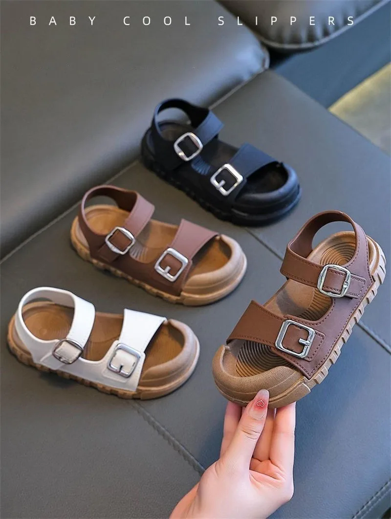 2025 Summer New Children Sandals Fashion College Style Boys Girls Soft Bottom Sandals Simple Solid Color Kids Anti Kick Sandals 2025 Summer New Children Sandals Fashion College Style Boys Girls Soft Bottom Sandals Simple Solid Color Kids Anti Kick Sandals