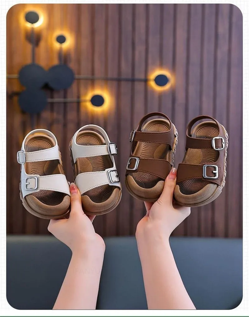 2025 Summer New Children Sandals Fashion College Style Boys Girls Soft Bottom Sandals Simple Solid Color Kids Anti Kick Sandals 2025 Summer New Children Sandals Fashion College Style Boys Girls Soft Bottom Sandals Simple Solid Color Kids Anti Kick Sandals